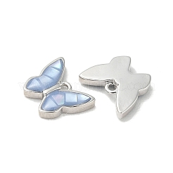 Rack Plating Brass & Shell Butterfly Charms with Epoxy Resin&nbsp;KK-K380-02P
