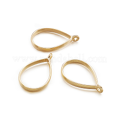 Rack Plating Alloy Teardrop Open Back Bezel Pendants&nbsp;PALLOY-TA0001-09G