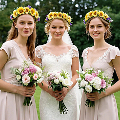 Polyester & Plastic & Iron Artificial Flower&nbsp;AJEW-BM0001-28