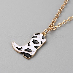 Cowboy Theme Enamel Pendant Necklace with Cable Chains&nbsp;NJEW-WH0013-17B