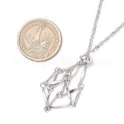 304 Stainless Steel Empty Macrame Pouch Pendant Singapore Chain Necklace Making&nbsp;NJEW-JN05278