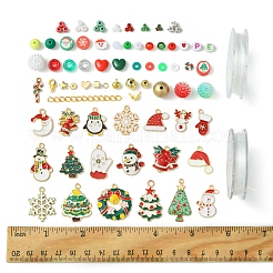 DIY Christmas Themed Acrylic & Glass Seed & Polymer Clay Beads Bracelet Kits&nbsp;DIY-FS0007-95