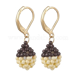 Handmade Glass Seed Beads Leverback Earrings&nbsp;EJEW-MZ00572