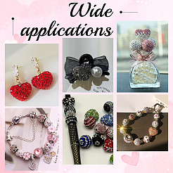 10Pcs 10 Color Heart Handmade Polymer Clay Rhinestone Beads&nbsp;CLAY-PH0001-90