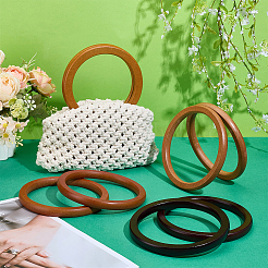 8Pcs 4 Colors Wooden Flat Round Shape Purse Handle&nbsp;AJEW-PH0006-18