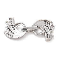 Rack Plating Brass Micro Pave Clear Cubic Zirconia Fold Over Clasps&nbsp;KK-H447-15P