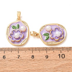 Brass Micro Pave Clear Cubic Zirconia Pendants&nbsp;CU-CBA805D-02G-01