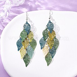 430 Stainless Steel Leaf Dangle Earrings&nbsp;EJEW-A137-10P-01