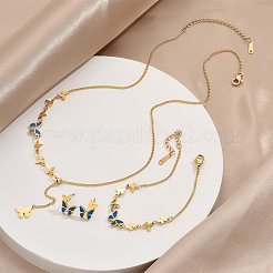 Butterfly Stainless Steel Pendant Slider Necklace & Stud Dangle Earring & Link Bracelet&nbsp;FS-WG94DC7-01