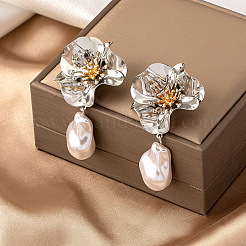 Alloy & Plastic Pearl Dangle Stud Earrings&nbsp;WG9F210-02