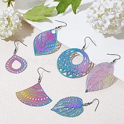 201 Stainless Steel Filigree Big Pendants&nbsp;STAS-UN0003-11
