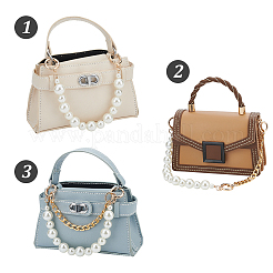 2Pcs 2 Styles Plastic Imitation Pearl Round Beaded Bag Handles and Aluminum Curb Chain Strap&nbsp;PURS-AR0001-02