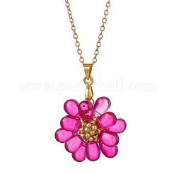 Flower Handmade Glass Seed Beaded Pendant Necklaces&nbsp;NJEW-MZ00096-04