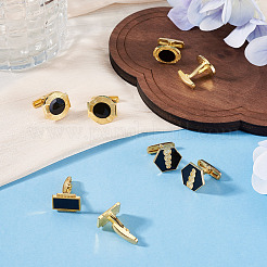 4 Pairs 4 Styles Alloy Enamel Cufflinks&nbsp;FIND-TA0010-10