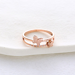 304 Stainless Steel with Rhinestone Finger Rings for Women&nbsp;VL8441-7