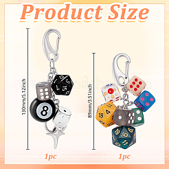 2Pcs 2 Styles Dice Billiards Acrylic Pendant Decorations&nbsp;HJEW-GA0001-64