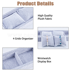 Rectangle 4 Grids Velvet Watch Display Case&nbsp;AJEW-WH0166-11B
