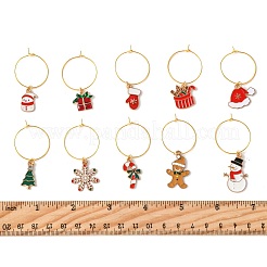 20Pcs 20 Styles Christmas Theme Alloy Enamel Wine Glass Charms&nbsp;HJEW-HS00082