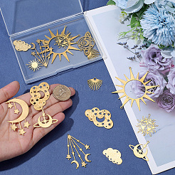 20Pcs 10 Styles Star Theme Brass Filigree Joiners Links & Pendants&nbsp;KK-SC0006-85