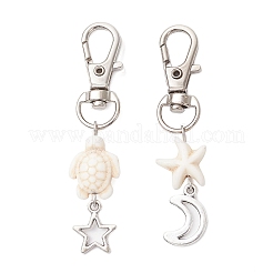 Starfish Turtle Synthetic Turquoise Pendant Decorations&nbsp;HJEW-JM03209-02