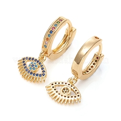 Brass Micro Pave Cubic Zirconia Huggie Hoop Earrings&nbsp;EJEW-G276-04G