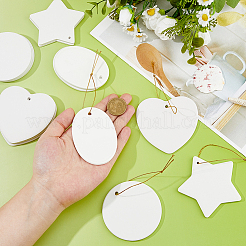 16Pcs 4 Styles  Porcelain Heat Transfer Printing Pendant Decorations&nbsp;HJEW-FH0001-77