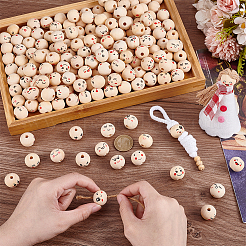 200Pcs 20 Styles Printed Lotus Wood Beads&nbsp;WOOD-PH0003-62