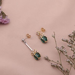 Brass Micro Pave Cubic Zirconia Dangle Stud Earrings&nbsp;EJEW-EE0004-35GP-03