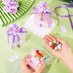 Clear PVC Candy Gift Packaging Boxes with Ribbon & Artificial Flower&nbsp;CON-TAC0001-20E