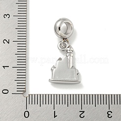 304 Stainless Steel Pink Enamel European Dangle Charms&nbsp;STAS-U005-13P