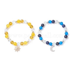2Pcs 304 Stainless Steel & Brass Charm Bracelets&nbsp;BJEW-TA00694