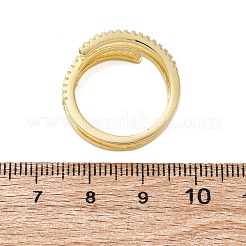 Brass Micro Pave Clear Cubic Zirconia Open Cuff Rings for Women&nbsp;RJEW-S624-04G