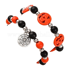2Pcs Glass & Synthetic Turquoise Beads Stretch Bracelets&nbsp;BJEW-JB12483-03