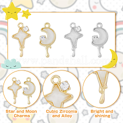 16Pcs 4 Style Alloy Micro Pave Cubic Zirconia Pendants&nbsp;FIND-DC0002-69