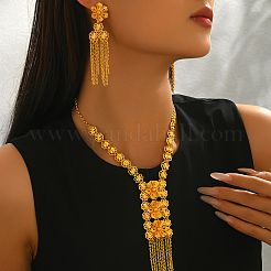 Vintage Alloy Flower Tassel Necklace & Earrings Sets for Women&nbsp;VN0616