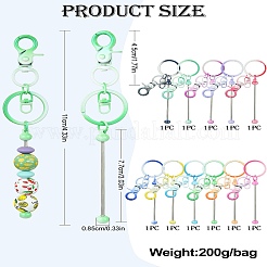 11Pcs 11 Colors Gradient Color Alloy Beadable Bar Keychain for DIY Crafts Jewelry Making&nbsp;KEYC-CJ0001-10