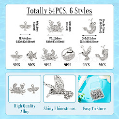 54Pcs 6 Styles Alloy Rhinestone Pendants&nbsp;FIND-TA0010-65P