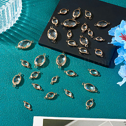30Pcs Brass with Glass Links/Connector Charms&nbsp;GLAA-TA0004-15