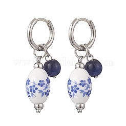 Oval 316 & 202 Stainless Steel Hoop Earrings&nbsp;EJEW-JE06734-01