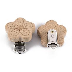 Beech Wood Baby Pacifier Holder Clips&nbsp;WOOD-T015-24