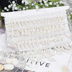 Polyester & Imitation Pearl Beaded Tassel Ribbon&nbsp;OCOR-XCP0002-82