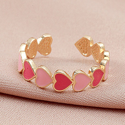 Heart Brass Enamel Cuff Rings for Women&nbsp;FS-WGCCE82-01