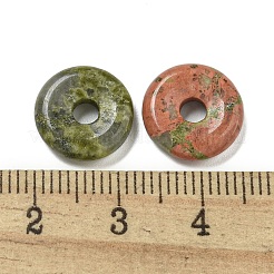 Natural Unakite Donut/Pi Disc Charms&nbsp;G-G142-01I