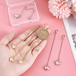 6Pcs 2 Colors Heart Brass Ends with Chain&nbsp;HJEW-PH02183