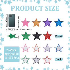 28Pcs 7 Colors Polyester Computerized Embroidery Cloth Iron on/Sew on Patches&nbsp;PATC-FG0003-19