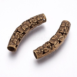 Flower Pattern Hollow Alloy Tube Beads&nbsp;PALLOY-K192-55AB-NF