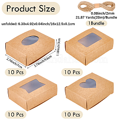 40Pcs 4 Styles Rectangle Kraft Paper Visible Window Jewelry Gift Boxes&nbsp;CON-BBC0001-15