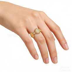 Adjustable 304 Stainless Steel Micro Pave Cubic Zirconia Cuff Open Rings for Women&nbsp;BI5258-1