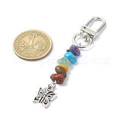Natural & Synthetic Chip Bead with Tibetan Style Alloy Charms Pendants Decorations&nbsp;HJEW-JM01448