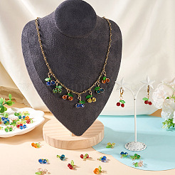 28Pcs 7 Colors Trabsparent Glass Pendants&nbsp;PALLOY-TAC0187
